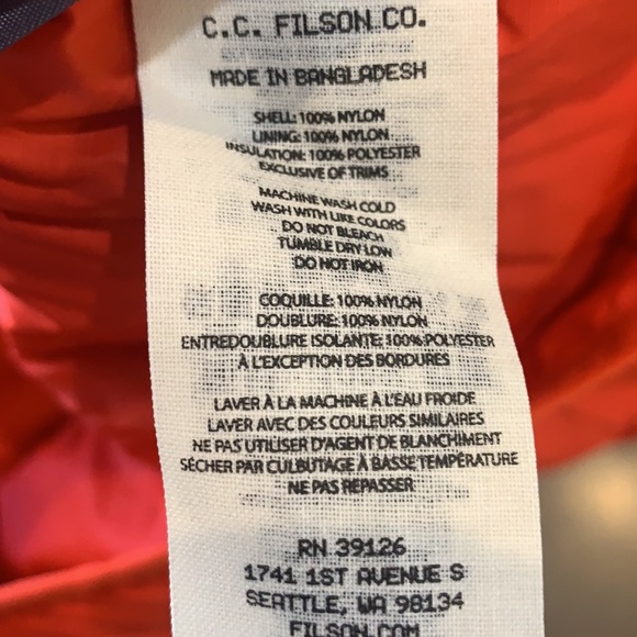 C.C. Filson Ultralight Vest, NEW, Outerwear, Pheasant Red - Picture 5 of 7